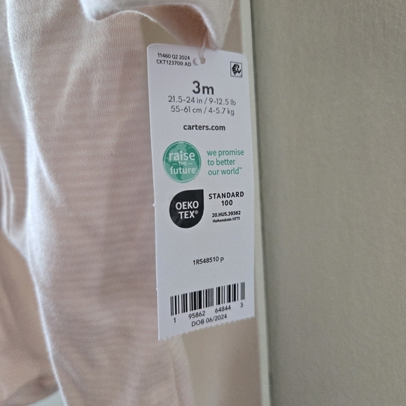 3/$20 Carter's Pink Bear Baby One Piece Footie Pajamas 3 Months NWT - Picture 2 of 3